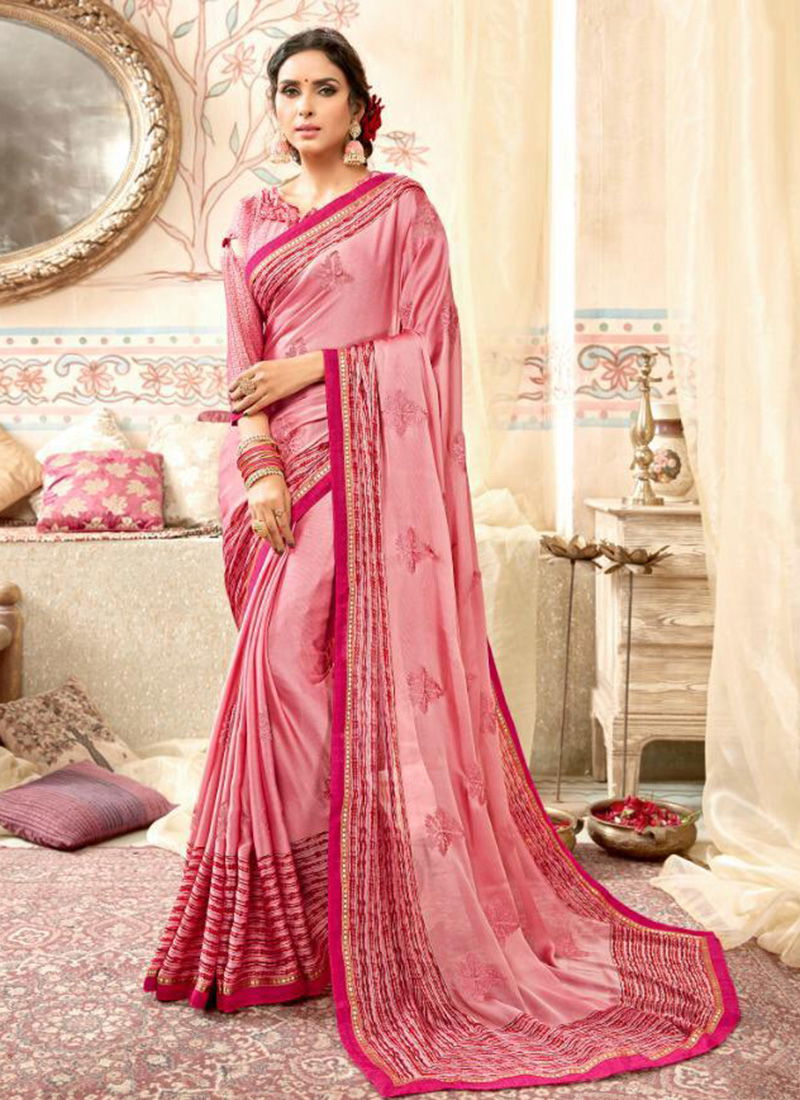 Stylish Chiffon Saree Collection Beautiful Embroidery Designs  